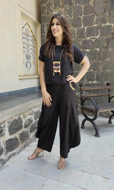 Black Cotton Linen Three-Piece Coord Set